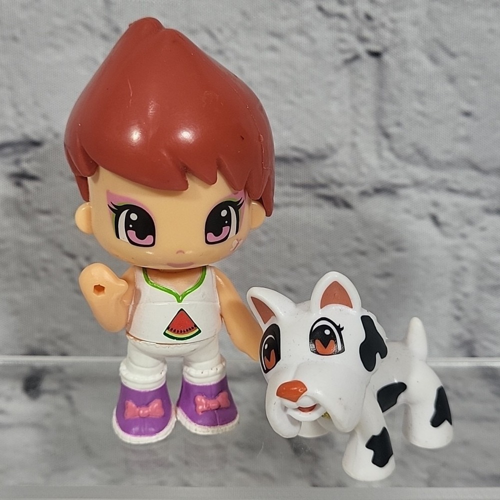 Famosa Pinypon Mini‎ Figures Lot Of 2 Watermelon Kid Yorkie Dog